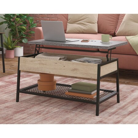 Sauder Market Commons Lift Top Coffee Table 3a , Top lifts up and forward to create versatile work surface 431299